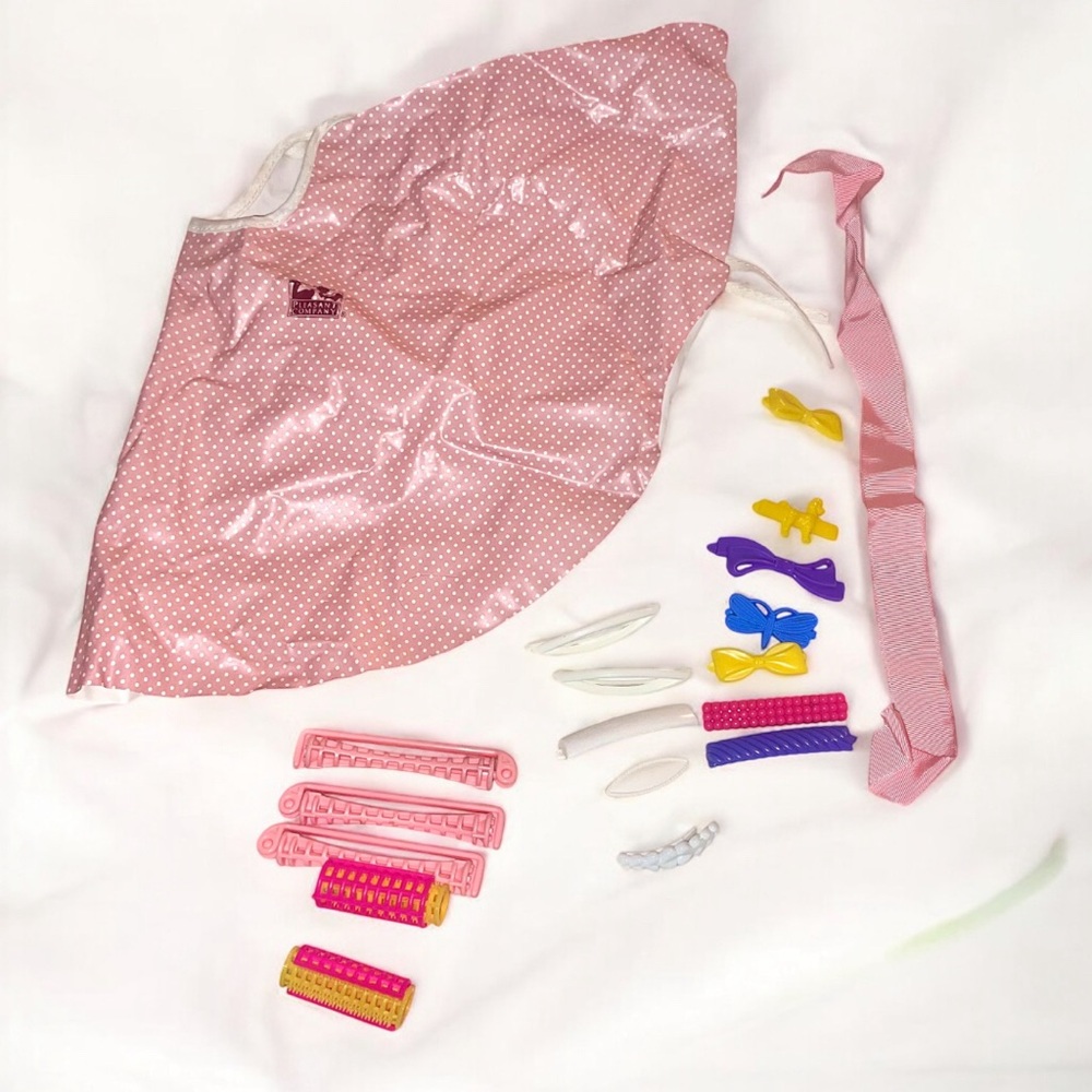 American Girl Doll Vintage Hair Care Kit Ft. Hair Cape, Curlers,Hair Clips,Brush
